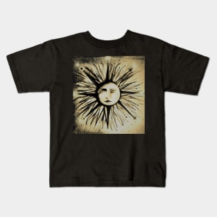 art deco sun sunray sepia drawing by Jackie Smith Kids T-Shirt